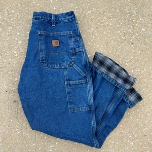 vintage carhartt carpenter flannel lined jeans